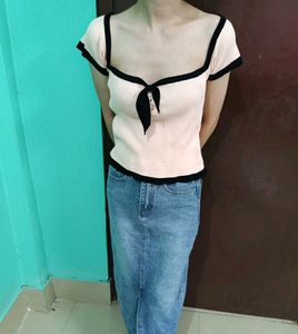 Pink Cute Tie-Front Top🩷