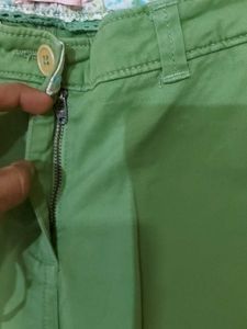 Green Coloured Low Waist Shorts.