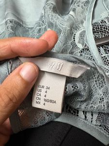 H&amp;M Satin And lace Party Top