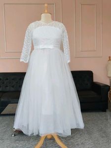 Elegant White Lace & Tulle Dress