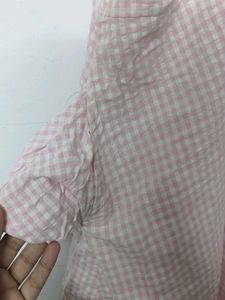 Pink Gingham Puff Sleeve Dress