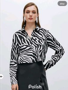 New With Tag Korean Shoulder Cut Zigzag Shirt