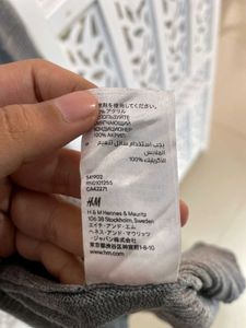 H&amp;M Gray Ribbed Cowl Neck Knit Top B