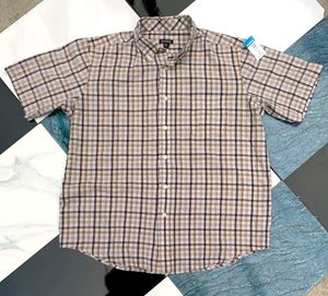 GEORGE Half sleeve Checkshirt , Khaki Colour