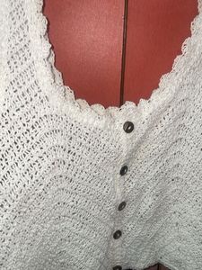 White cami braid strap crochet top XL