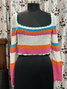 Striped Crochet Crop Top