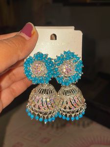 Teal Jhumka Earrings