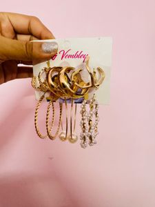 Gold Earring Set - 9 Pairs