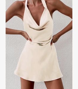 Beige Satin Dress