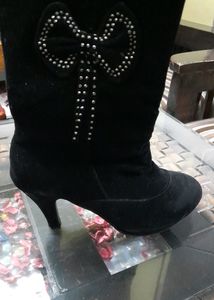 Black Pencil Heel Boots