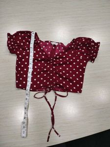 Red Polka dot Tie-up Crop Top