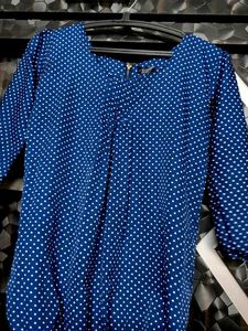 Blue Polka Dot 3/4 Sleeve Blouse