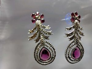 Elegant Dangle Earrings Rhodium Plated