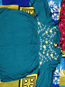Red-black And Teal Blue Color Top