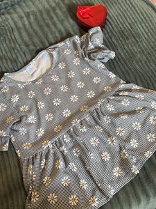 Daisy Print Checkered Top