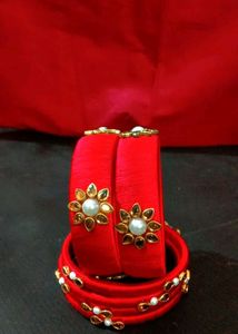 Red  Color Kundan Stone Bengal Set
