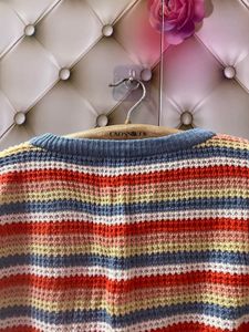 Striped Cropped V-Neck Sweater