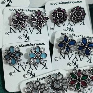 Any one (1) Oxidized Flower Stud Earrings -
