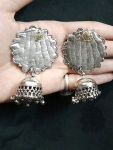 Oxidise And Mirror Work Earring