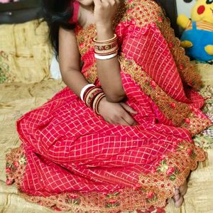 Elegant Pink Embellished Saree