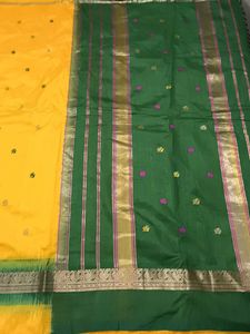 Pure Kanjeevaram Silk Saree Yellow & Green
