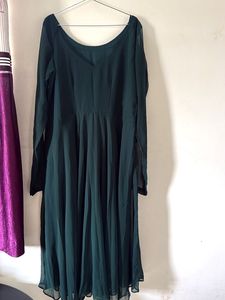 Elegant Green Ethnic Anarkali With Same Colour Dup