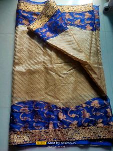 Beautiful Net Saree and Stiched Work Blouse