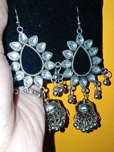 Silver shine Jhumka Earrings💫🌻