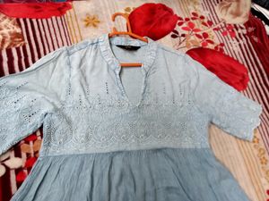 Light Blue Embroidered Top