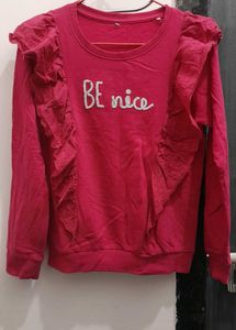 Pink "Be Nice" Ruffle Sweatshirt