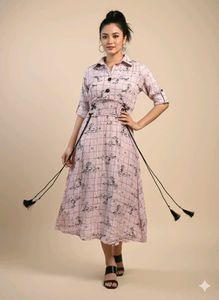 Floral Print Midi Shirt Dress