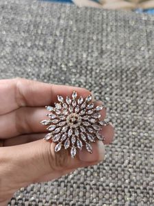 American Diamond Adjustable Silver Ring For Women
