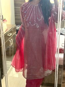 Elegant Pink Embroidered Suit