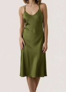 Trendy New Green Slip Dress