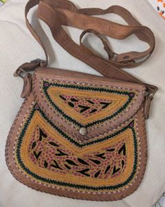 100% Genuine Camel Leather Bohot Style Sling Bag