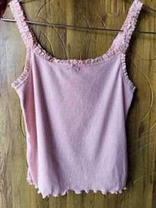 H&amp;M Lace Trimmed Crop Top/ SIZE-M