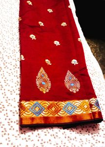Elegant Maroon silk Embroidered Saree