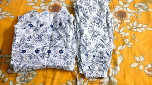 WHITE BLUE KURTA SET