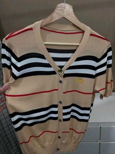 Plaid knit top