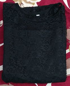 Black Lace Peplum Top