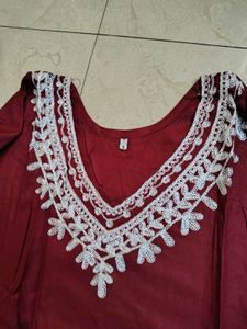 Maroon Embroidered Kurta Set Beautiful New Size 38