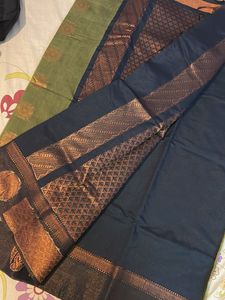 Elegant Green &amp; Navy blue Saree
