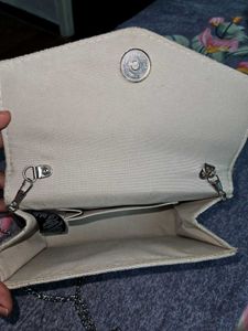 Vintage Silver Clutch with Chain