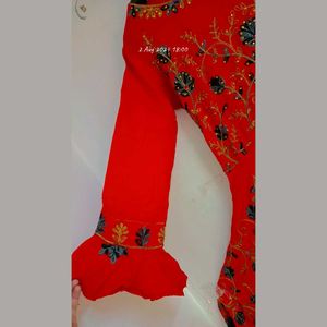 Red Embroidered Maxi Dress