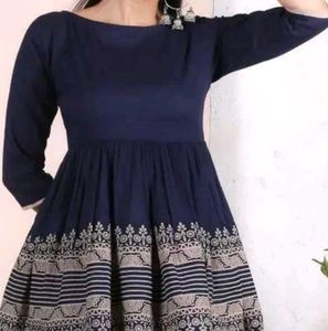 Elegant Navy Blue Printed Kurta