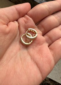 Gold Hoop Earrings with Diamonds