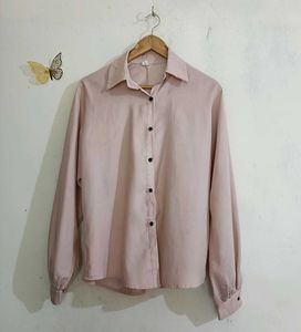 Pearl Pink Silk Satin Shirt