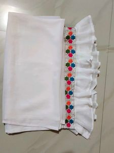 Beautiful White Dupatta With Small Colourful F