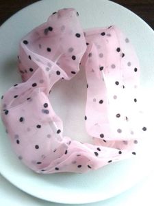 Zudio Pink Black Dot Scrunchie.