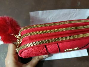 Ruodan Red Quilted Pouch
